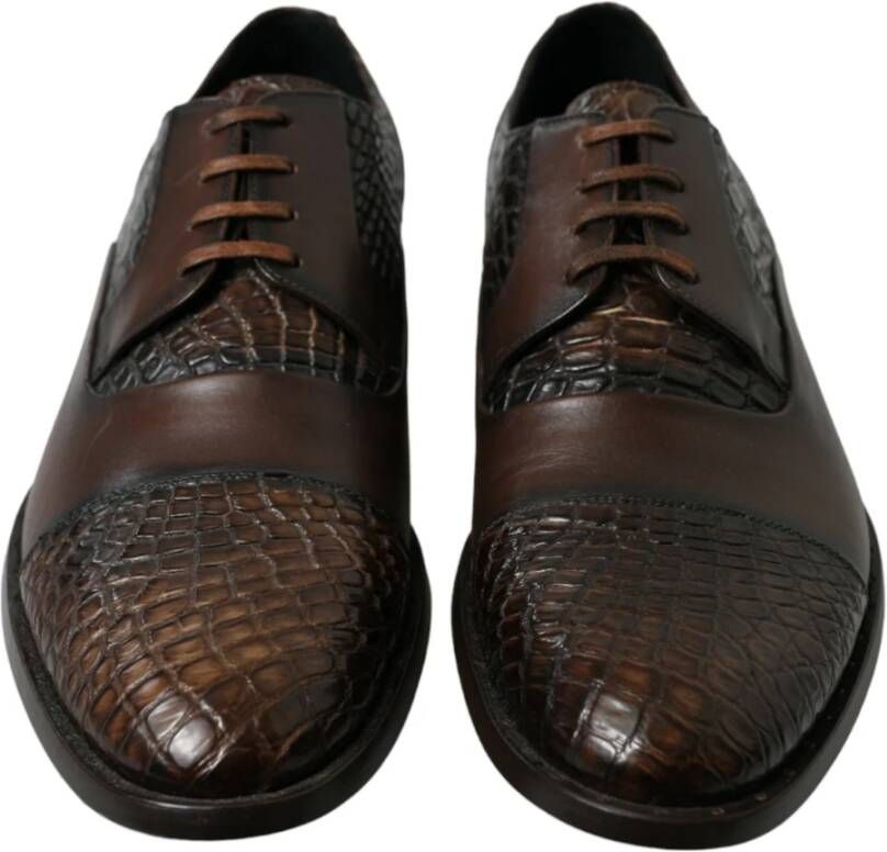 Dolce & Gabbana Bruine Krokodillenleren Oxford Schoenen Brown Heren