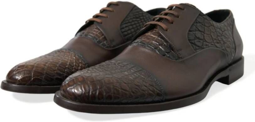 Dolce & Gabbana Bruine Krokodillenleren Oxford Schoenen Brown Heren