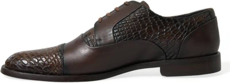 Dolce & Gabbana Bruine Krokodillenleren Oxford Schoenen Brown Heren