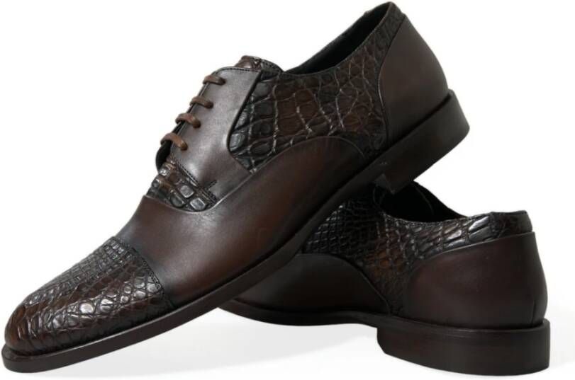 Dolce & Gabbana Bruine Krokodillenleren Oxford Schoenen Brown Heren