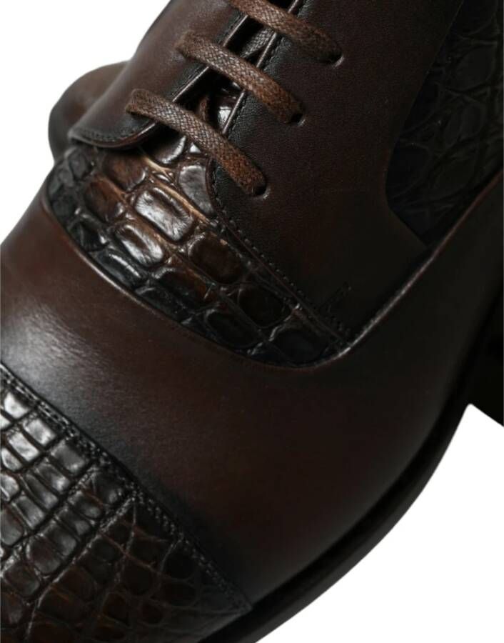 Dolce & Gabbana Bruine Krokodillenleren Oxford Schoenen Brown Heren