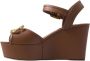 Dolce & Gabbana Bruine Leren Sleehak Sandalen met Amore Logo Brown Dames - Thumbnail 4