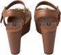 Dolce & Gabbana Bruine Leren Sleehak Sandalen met Amore Logo Brown Dames - Thumbnail 8
