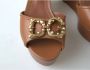 Dolce & Gabbana Bruine Leren Sleehak Sandalen met Amore Logo Brown Dames - Thumbnail 9