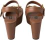 Dolce & Gabbana Bruine Leren Sleehak Sandalen met Amore Logo Brown Dames - Thumbnail 15