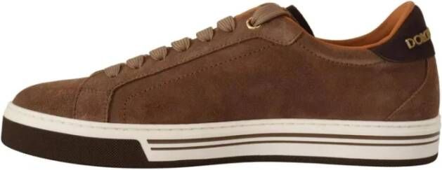 Dolce & Gabbana Bruine Suède Logo Sneakers Rubberen Zool Brown Heren