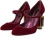 Dolce & Gabbana Bordeaux Goud Fluweel Mary Jane Hakken Red Dames - Thumbnail 3