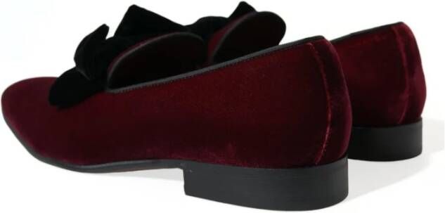 Dolce & Gabbana Burgundy Velvet Loafers Italiaans vakmanschap Red Heren