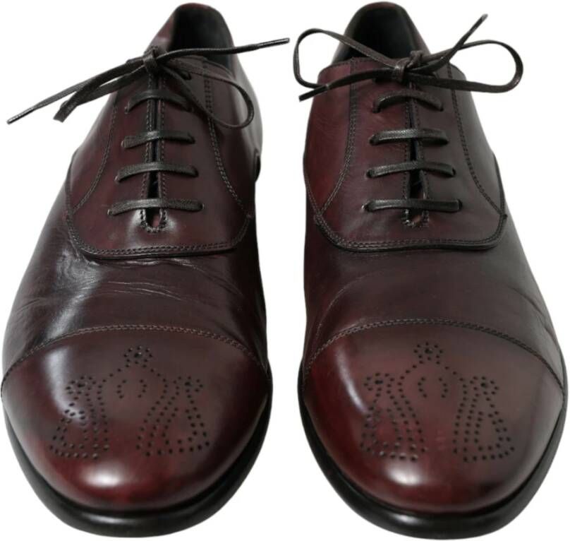 Dolce & Gabbana Bordeaux Leren Derby Schoenen Brown Heren