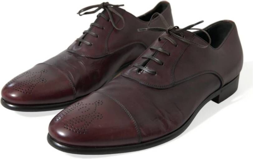 Dolce & Gabbana Bordeaux Leren Derby Schoenen Brown Heren