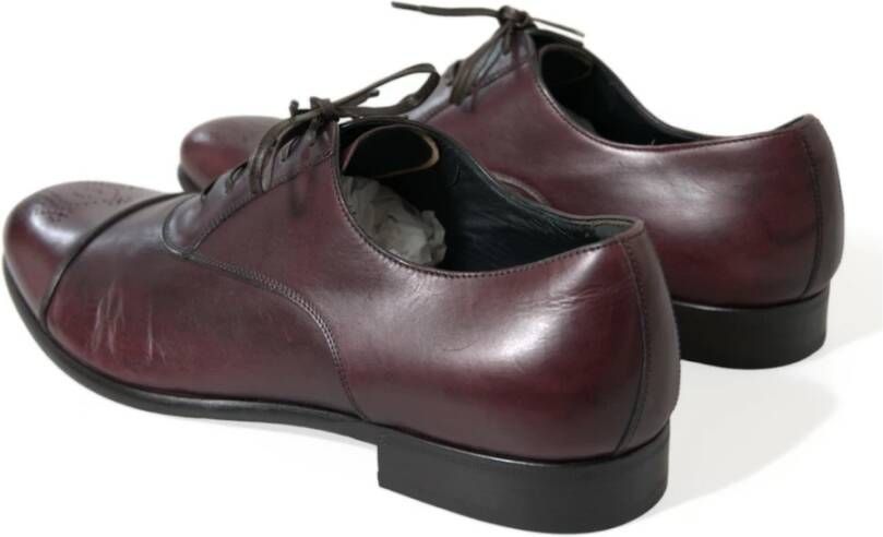 Dolce & Gabbana Bordeaux Leren Derby Schoenen Brown Heren