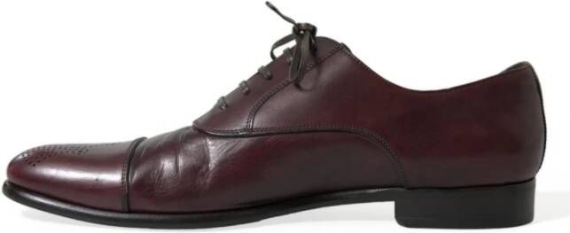 Dolce & Gabbana Bordeaux Leren Derby Schoenen Brown Heren