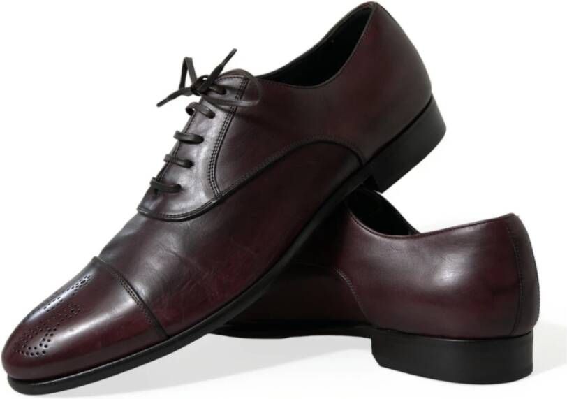 Dolce & Gabbana Bordeaux Leren Derby Schoenen Brown Heren