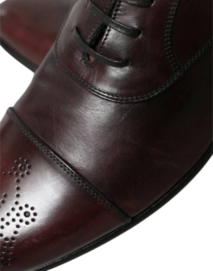 Dolce & Gabbana Bordeaux Leren Derby Schoenen Brown Heren