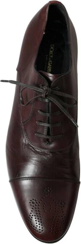 Dolce & Gabbana Bordeaux Leren Derby Schoenen Brown Heren