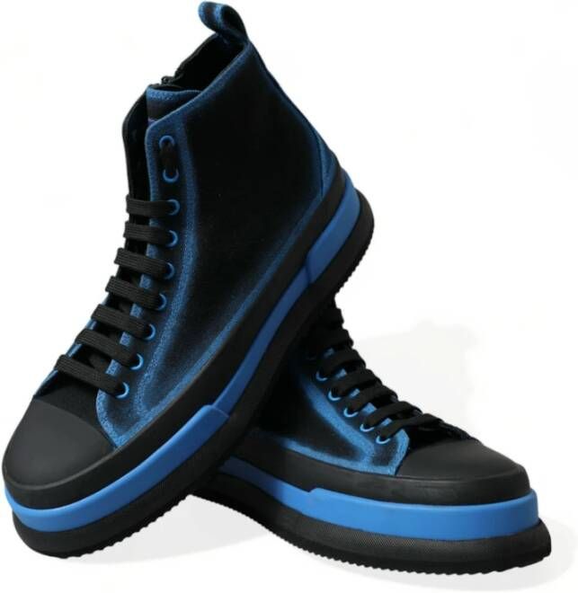 Dolce & Gabbana Canvas High Top Sneakers Zwart Blauw Black Heren