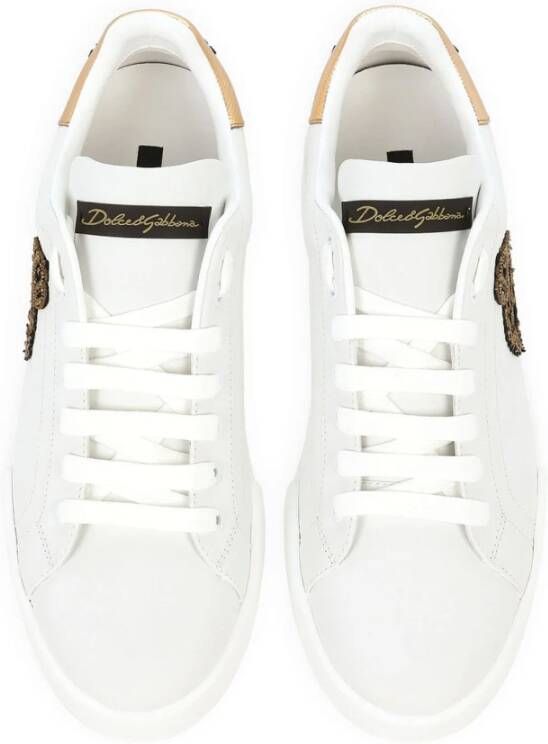 Dolce & Gabbana Witte Sneakers met Gouden Leeuwenpatch - Foto 2