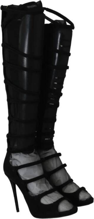 Dolce & Gabbana Chique kniehoge stiletto laarzen Black Dames
