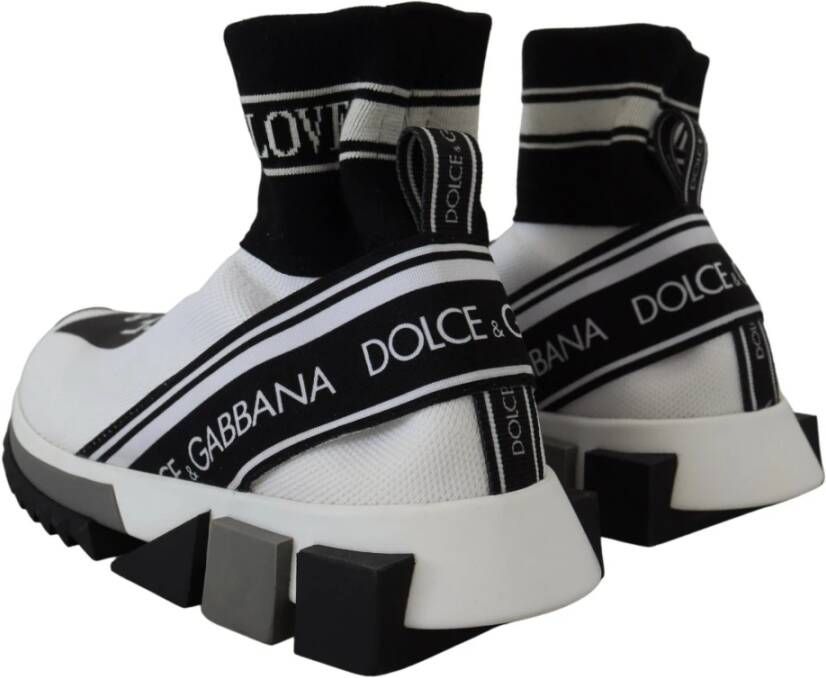 Dolce & Gabbana Chique Sorrento Slip-On Sneakers in Zwart en Wit Multicolor Dames