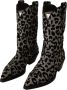 Dolce & Gabbana Luipaard Cowboy Laarzen Zwart en Grijs Black Dames - Thumbnail 8