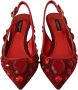 Dolce & Gabbana Kristallen Kerst Slingback Hoge Hak Sandalen Red Dames - Thumbnail 4