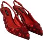 Dolce & Gabbana Kristallen Kerst Slingback Hoge Hak Sandalen Red Dames - Thumbnail 5