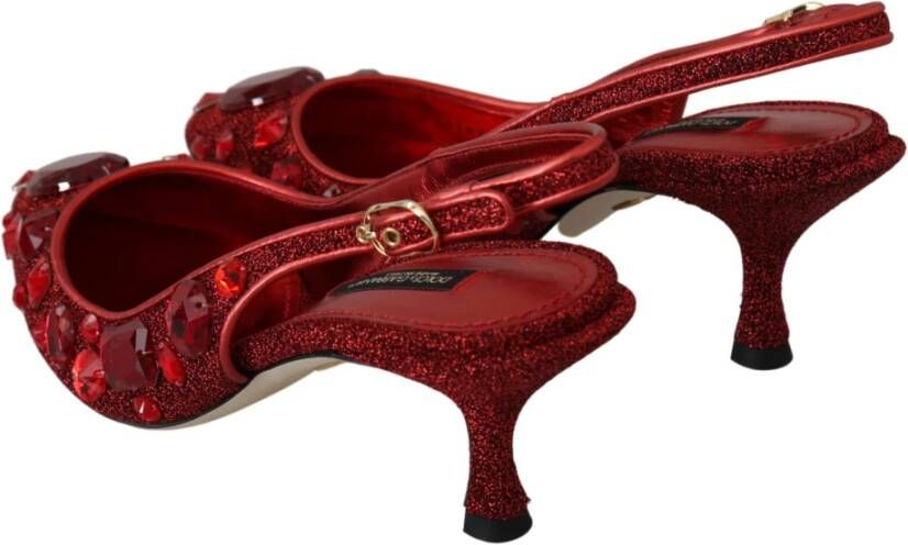 Dolce & Gabbana Crystal Christmas Slingbacks schoenen Rood Dames