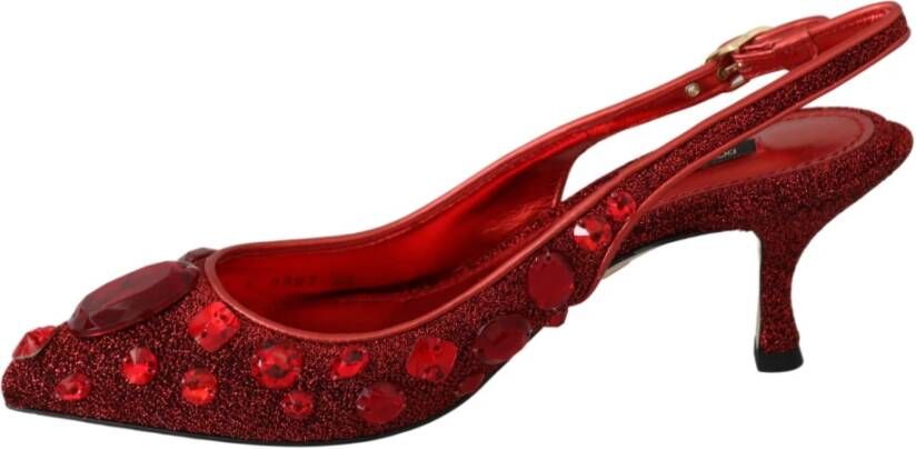 Dolce & Gabbana Crystal Christmas Slingbacks schoenen Rood Dames