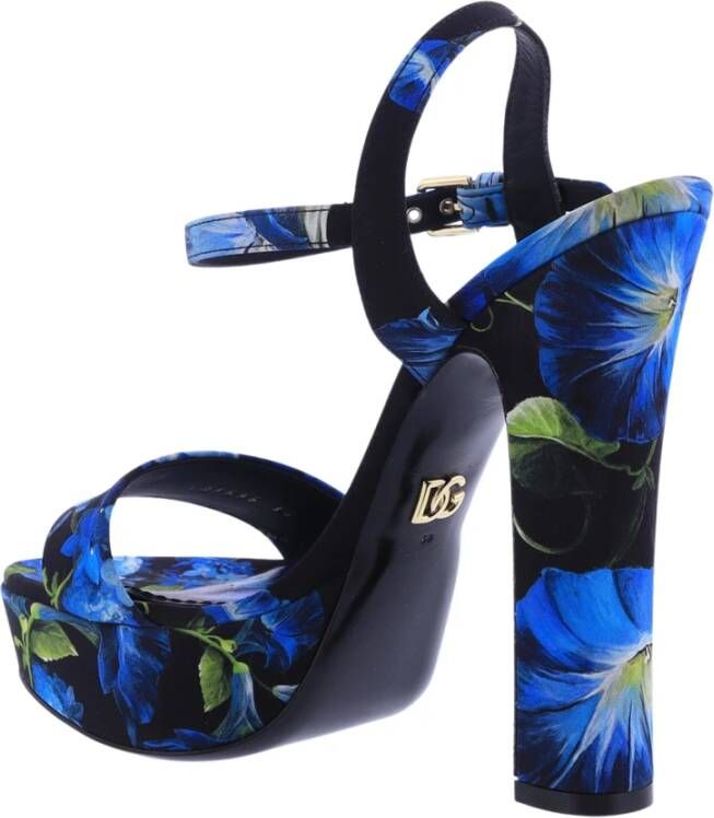 Dolce & Gabbana Dames Charmeuse Platform Sandals Blu Blue Dames