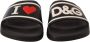 Dolce & Gabbana Zwarte leren I Love DG slides sandalen Black - Thumbnail 14