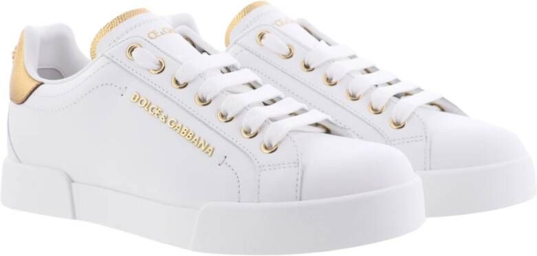 Dolce & Gabbana Dames Portofino Sneaker Wit Goud