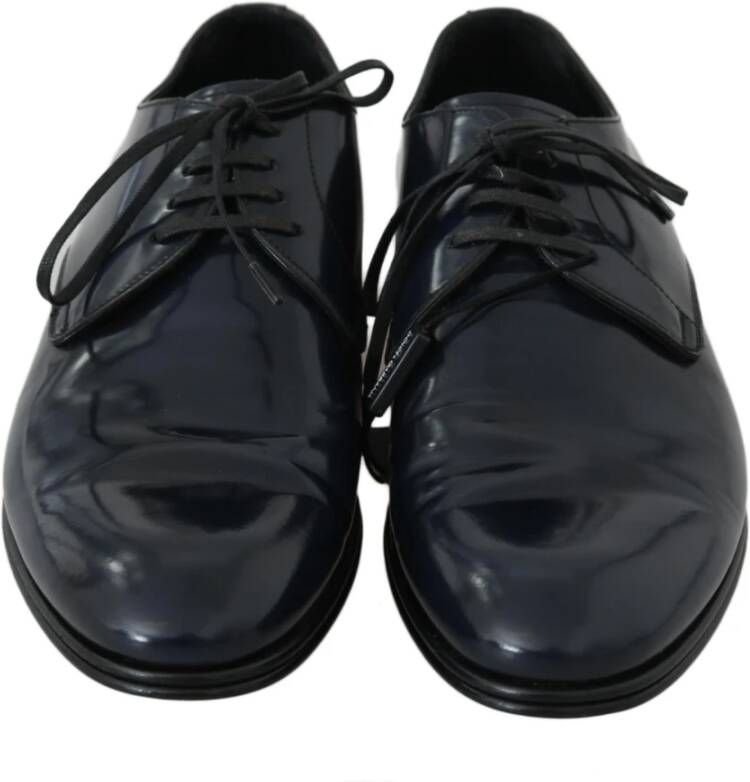 Dolce & Gabbana Donkerblauwe Leren Derbyjurk Schoenen Blue Heren