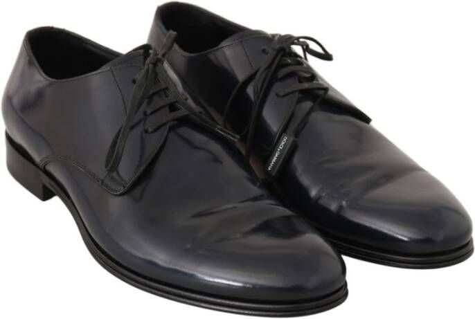 Dolce & Gabbana Donkerblauwe Leren Derbyjurk Schoenen Blue Heren
