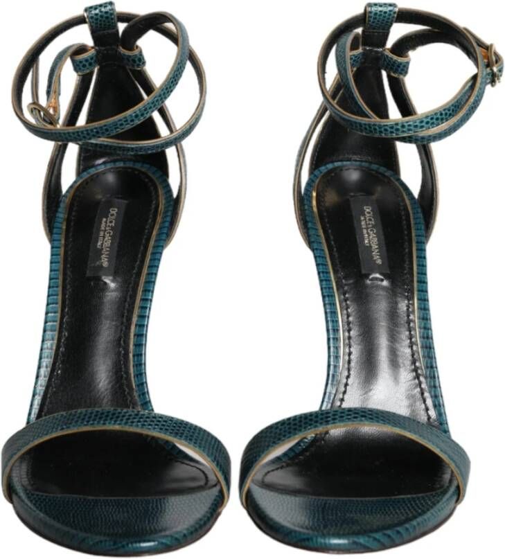 Dolce & Gabbana Donkergroene Leren Hakken Sandalen Schoenen Green Dames