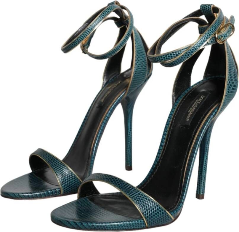 Dolce & Gabbana Donkergroene Leren Hakken Sandalen Schoenen Green Dames