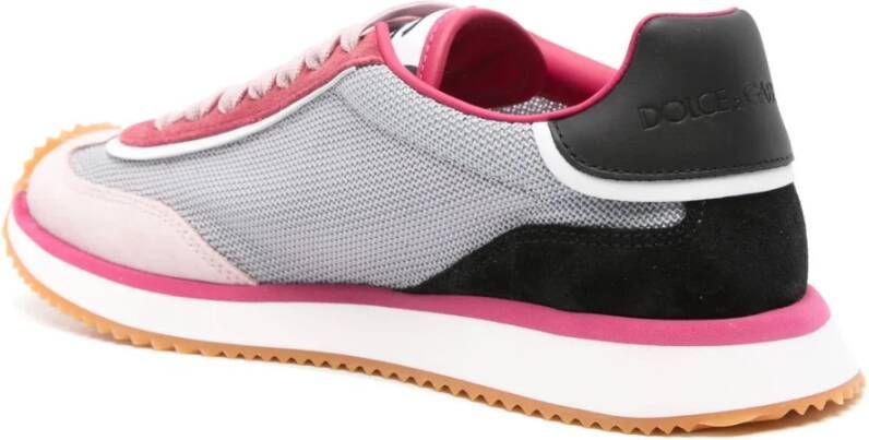 Dolce Gabbana Dragon Lage Sneaker in Grijs Roze Pink Dames Schoenen