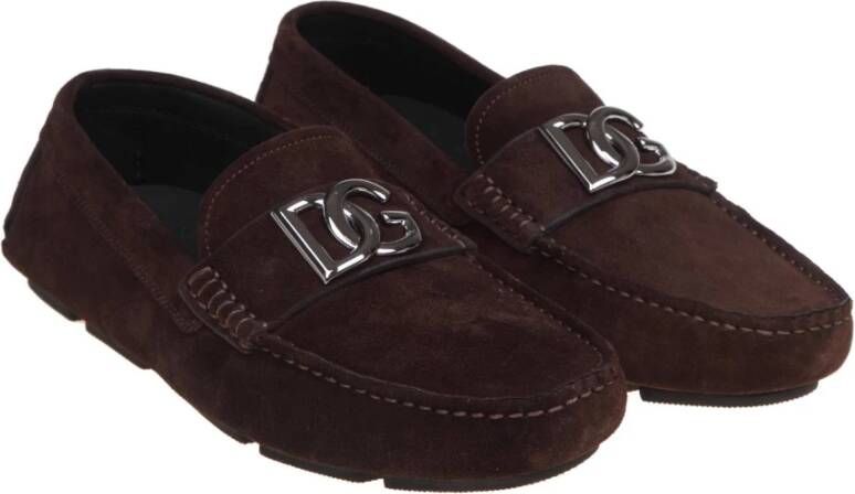 Dolce & Gabbana Ebony Suède Loafer Schoenen Brown Heren