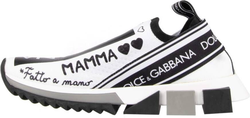 Dolce & Gabbana Elastische Technische Stof Sneakers Zwart Wit Multicolor Dames