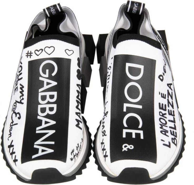 Dolce & Gabbana Elastische Technische Stof Sneakers Zwart Wit Multicolor Dames