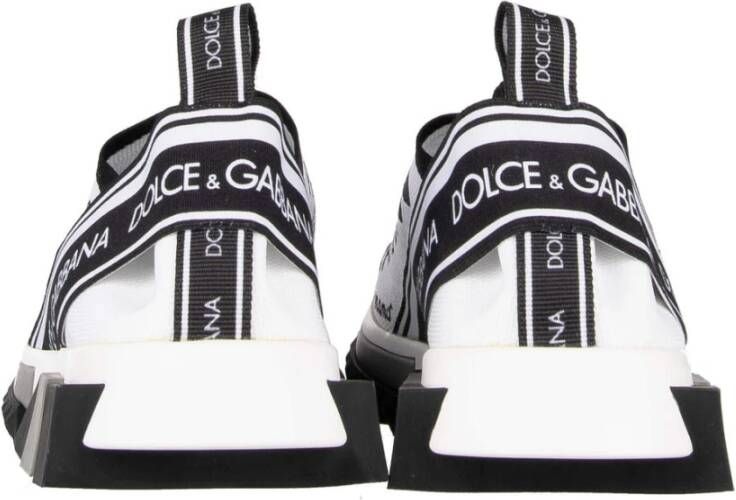 Dolce & Gabbana Elastische Technische Stof Sneakers Zwart Wit Multicolor Dames