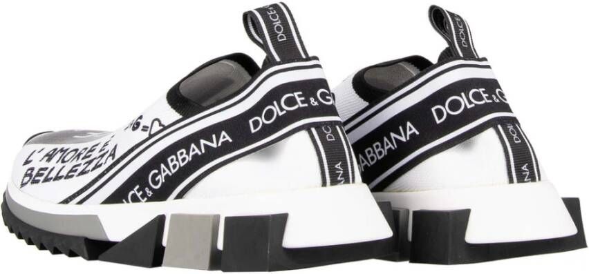 Dolce & Gabbana Elastische Technische Stof Sneakers Zwart Wit Multicolor Dames