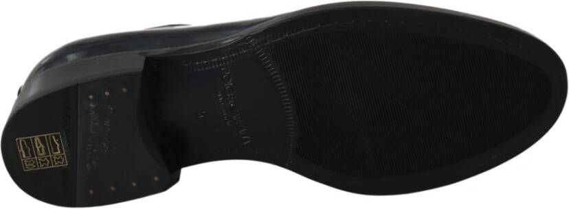 Dolce & Gabbana Elegante Blauwe Leren Derby Schoenen Blue Heren
