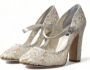 Dolce & Gabbana Elegante Blokhak Sandalen Roomwit Beige Dames - Thumbnail 27