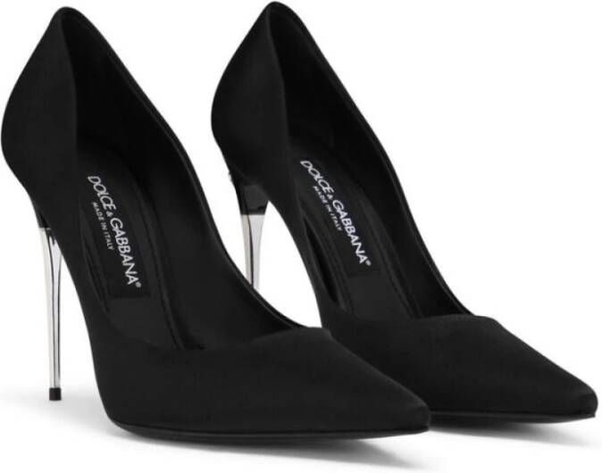 Dolce & Gabbana Zwarte Leren Hoge Hak Slip-On Schoenen Black Dames