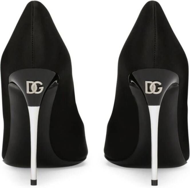 Dolce & Gabbana Zwarte Leren Hoge Hak Slip-On Schoenen Black Dames