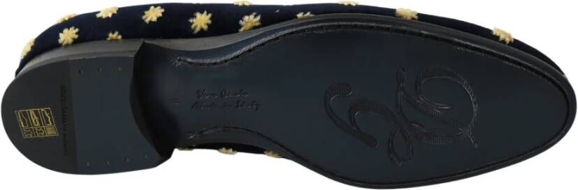 Dolce & Gabbana Elegante Fluwelen Loafers met Kroonborduursel Black Dames