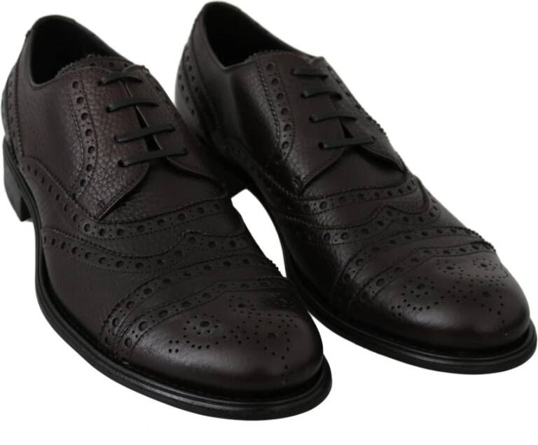 Dolce & Gabbana Elegante Heren Leren Derby Dress Schoenen Black Heren