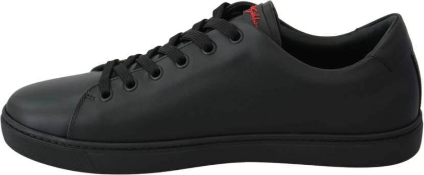 Dolce & Gabbana Elegante Leren Sneakers met Rode Accents
