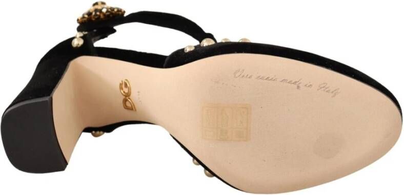Dolce & Gabbana Elegante Mary Jane Pumps met fluwelen T-bandje Black Dames