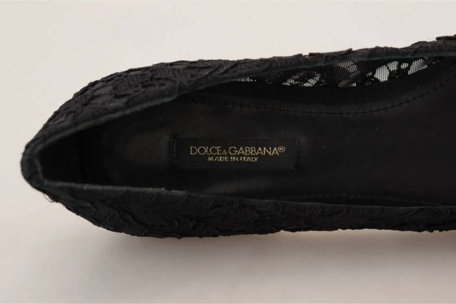 Dolce & Gabbana Elegante platte Vally-schoenen met bloemenkant Black Dames